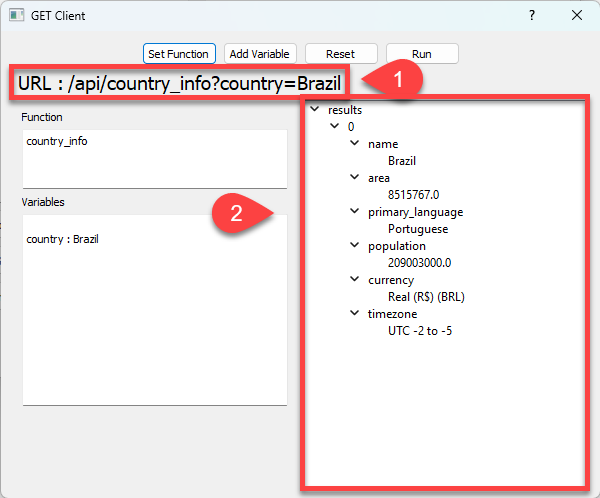 Country info results