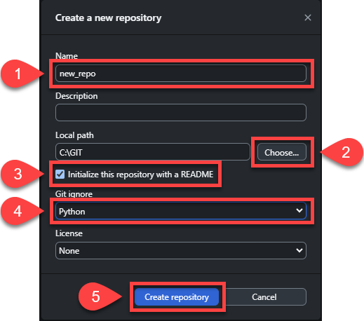 github desktop new repo details