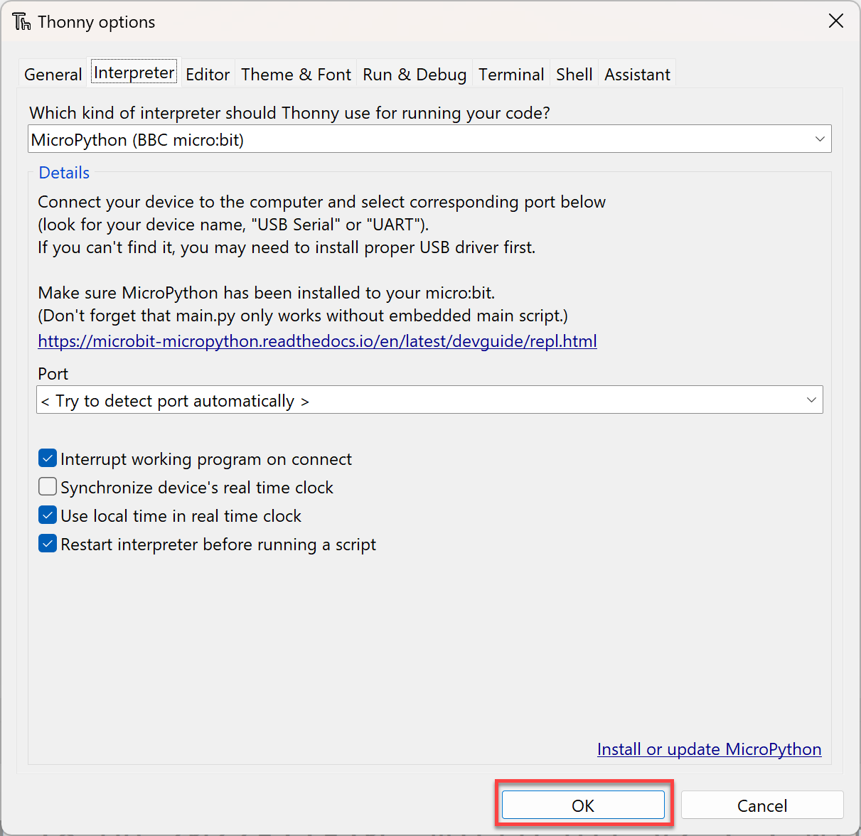 change interpreter 2