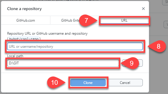 Github desktop clone repo dialogue