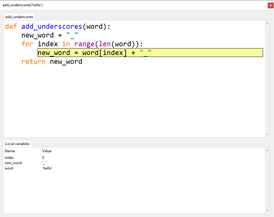 The problem line highlighted